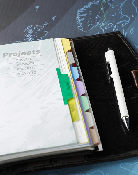 Személyes szervező és toll — Stock Fotó