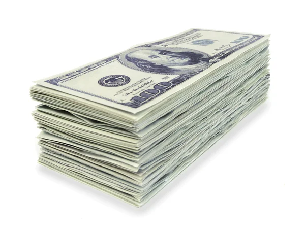 Στοίβα δολάρια σε λευκό — Φωτογραφία Αρχείου