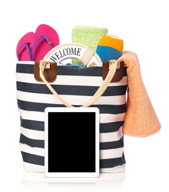 Plaj çantası ve tablet