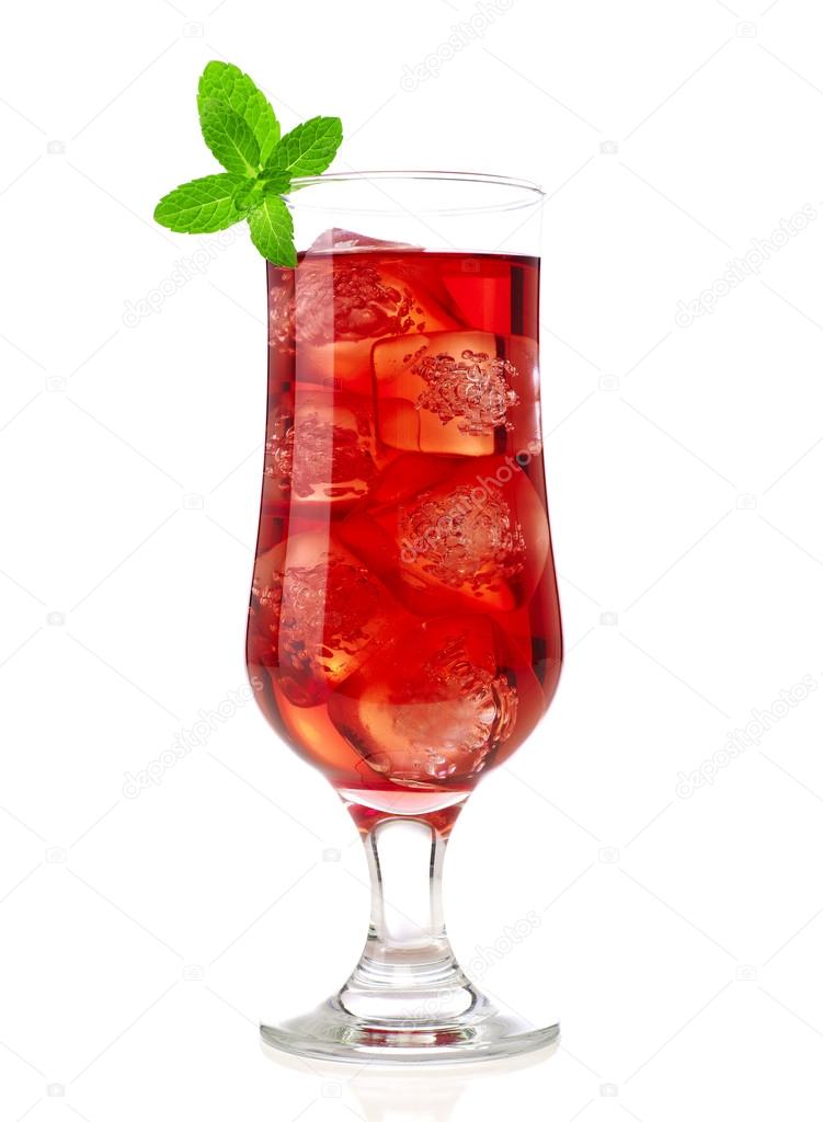 Red cocktail with mint