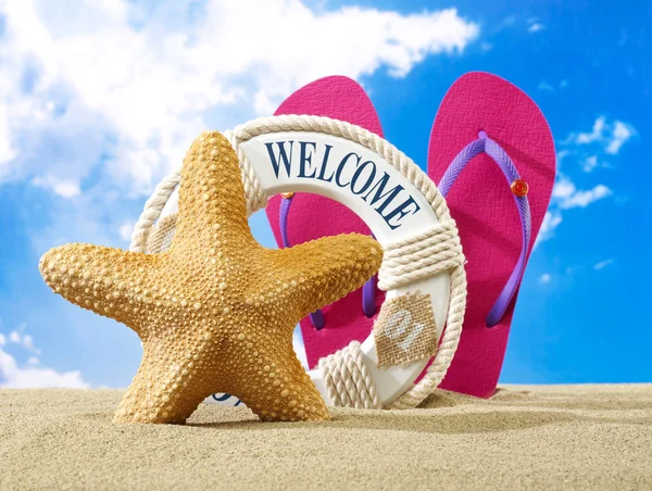 Welkom op het strand. — Stockfoto