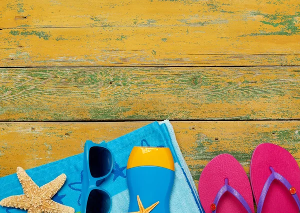 Holiday concept on wood floor — Stock Photo, Image