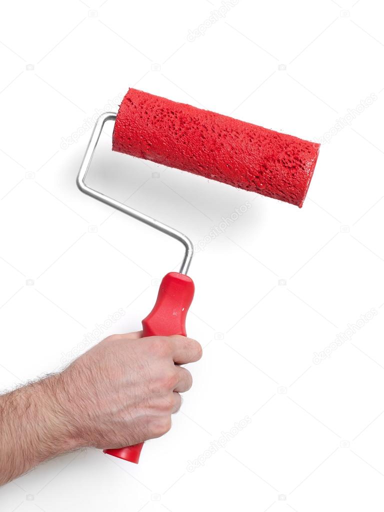 Hand with paint roller