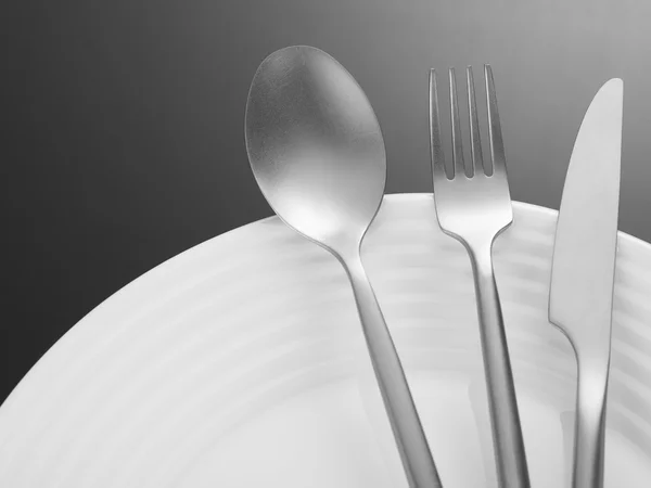 Place setting on black background — Stock Photo, Image