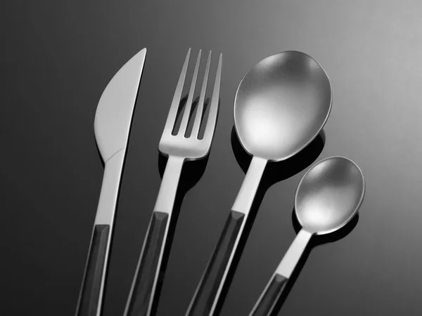 Silverware on black background — Stock Photo, Image