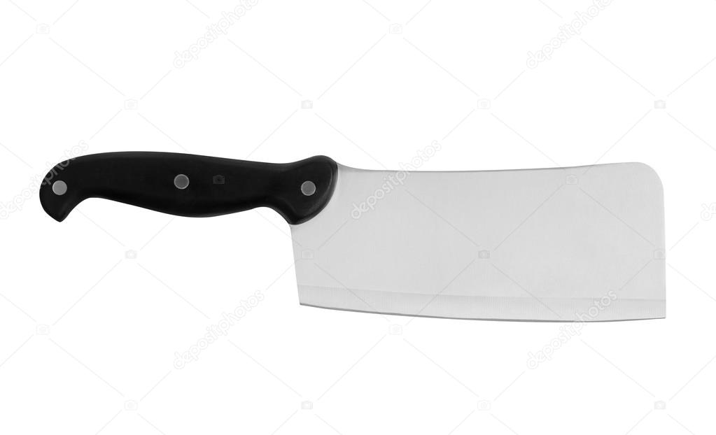 Meat cleaver on white