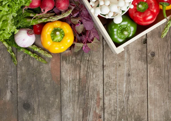 Fresh vegetables on wood table — Stock Photo, Image