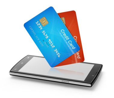 Credit cards and mobile phone clipart