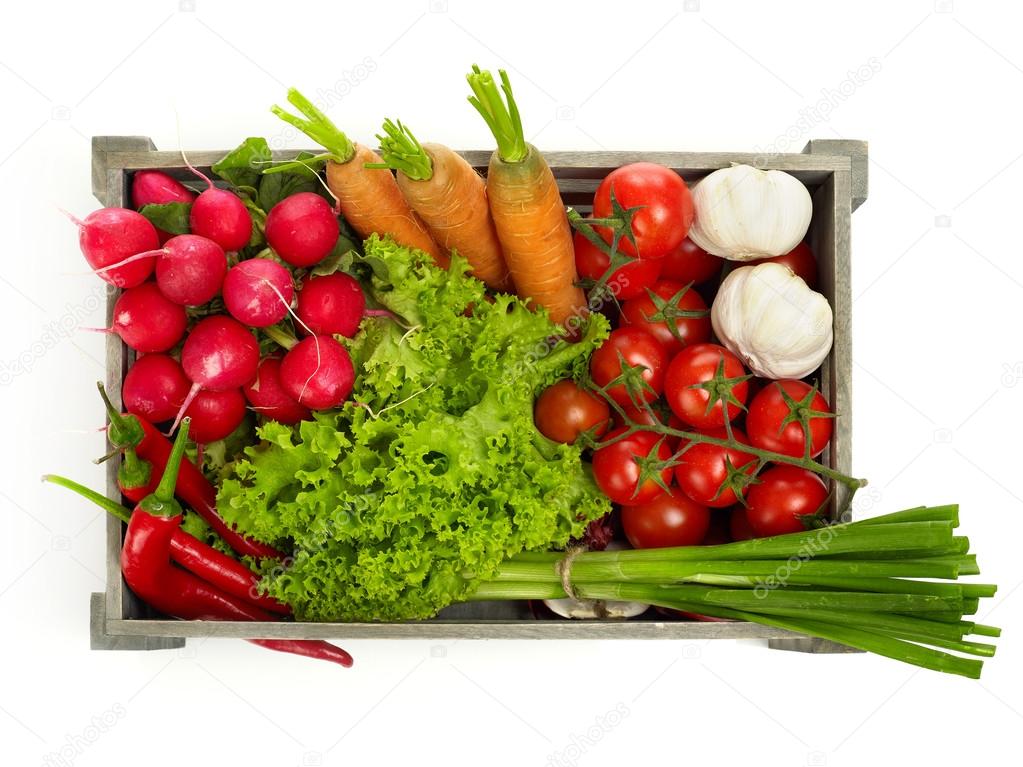 Fresh vegetables on white