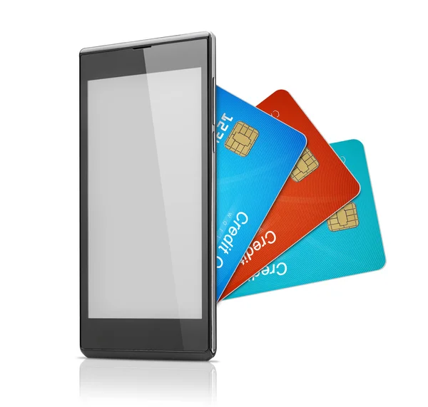 신용 카드 및 휴대 전화 — 스톡 사진