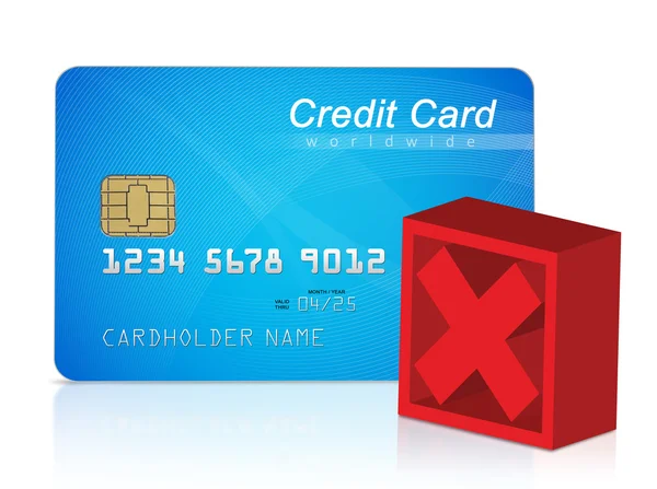 Carta di credito e croce rossa — Foto Stock