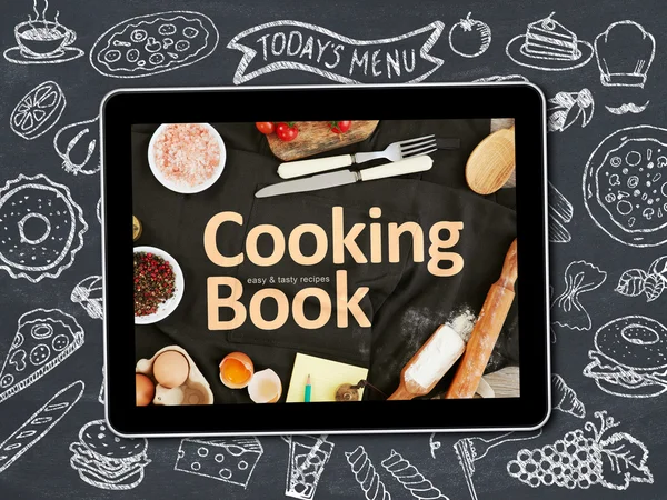 Livre de cuisine tablette numérique — Photo