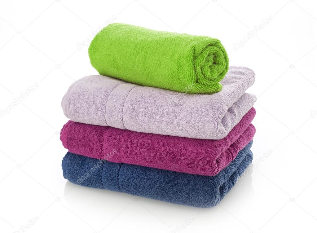 Multi-colored towels on white