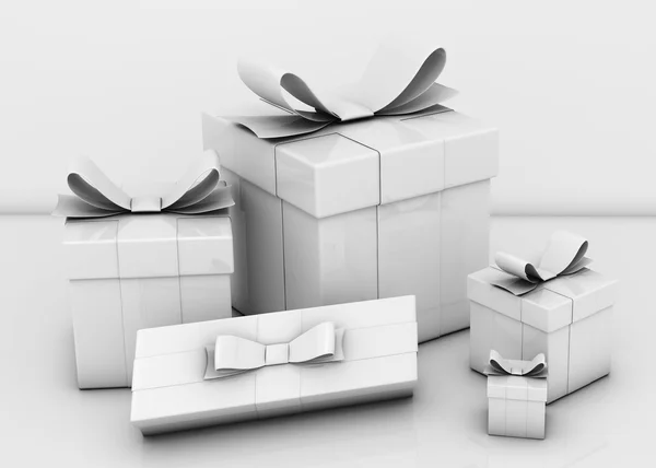 Cajas de regalo y pared vacía — Foto de Stock