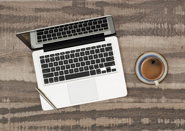 Laptop och kaffe — Stockfoto