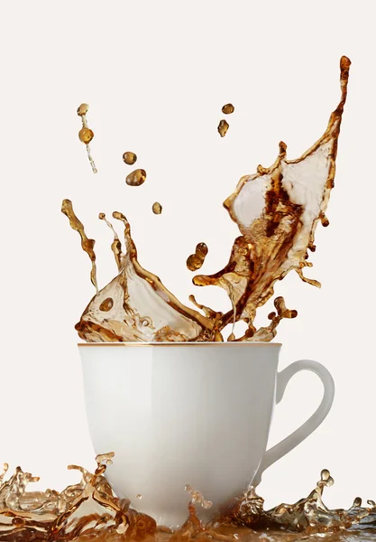 Koffie splash op wit — Stockfoto