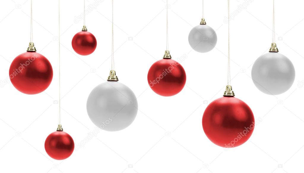 Christmas decorations on white