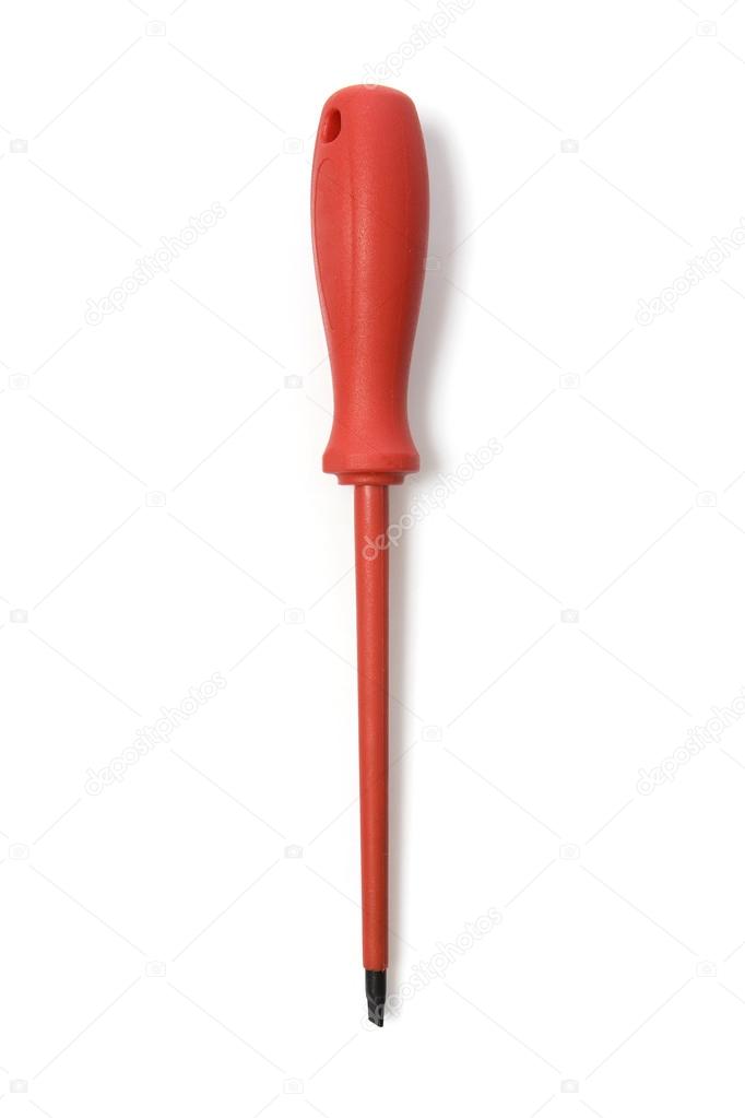 Red screwdriver on white