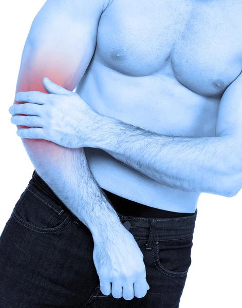 Elbow pain on white — Stock Photo, Image