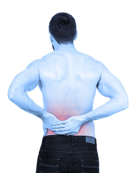 Dolor de espalda en blanco — Foto de Stock