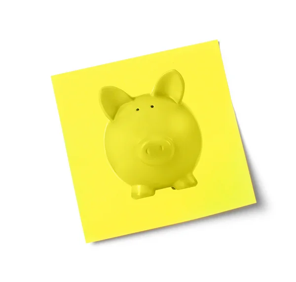 Piggy bank Öntapadó jegyzet — Stock Fotó