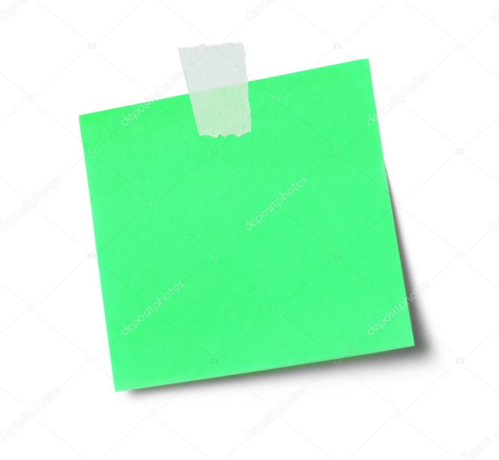 Adhesive note on white