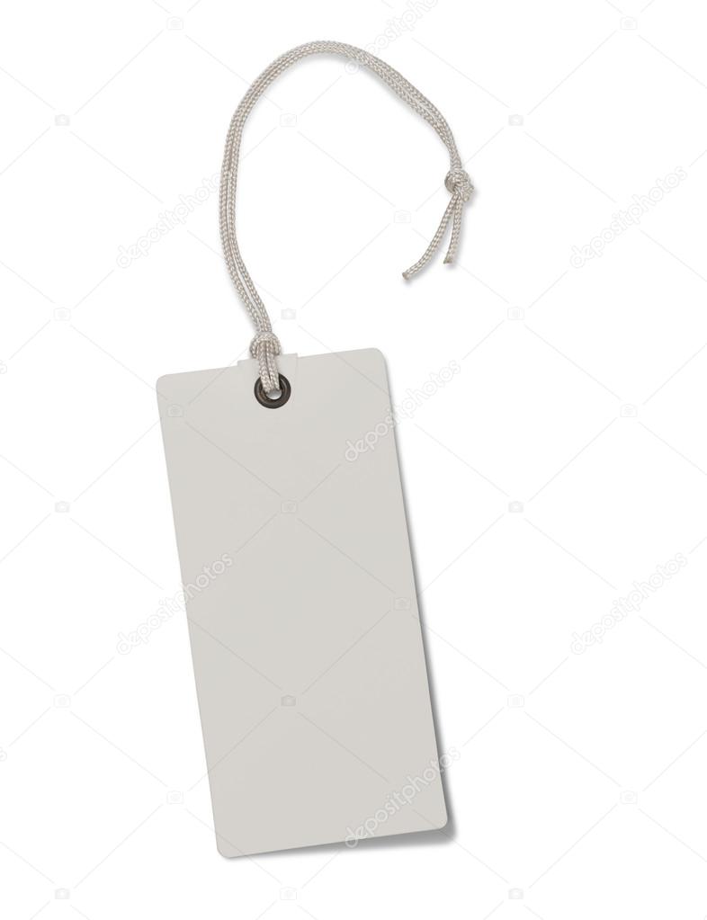 Paper tag on white