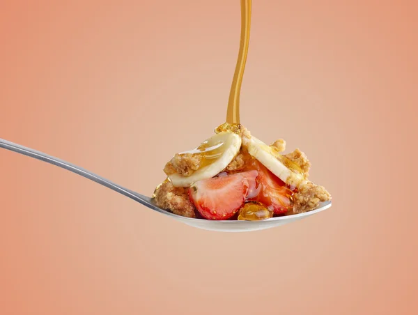 Cereales de desayuno en una cuchara — Foto de Stock