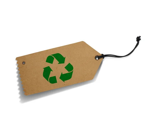 Recycle Tag Auf Weiß — Stockfoto