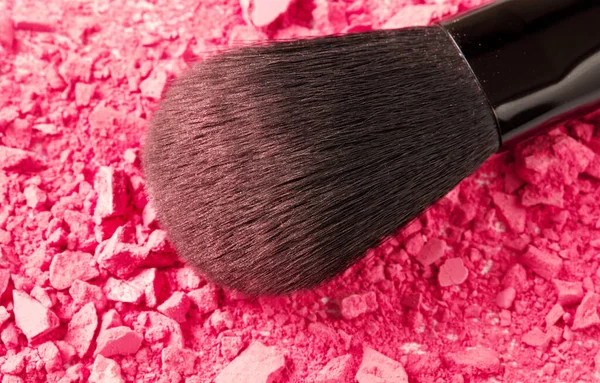 Pennello Polvere Make Sfondo Rosa — Foto Stock