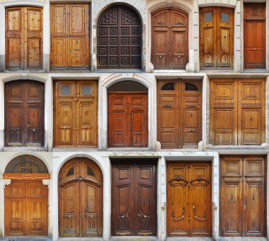 Old brown traditional doors clipart