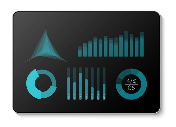 Минималистская проекция данных на цифровой планшет на белом фоне