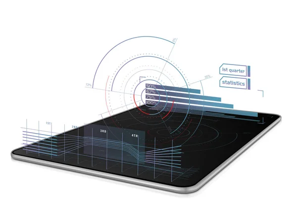 Företags Tillväxtdata Projiceras Digital Tablett Vit Bakgrund — Stockfoto