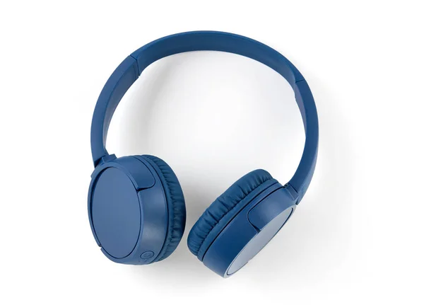 白い背景の青いヘッドフォン — ストック写真