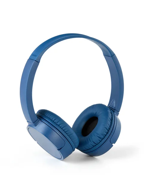 Bezprzewodowe Niebieskie Słuchawki Białym Tle — Zdjęcie stockowe