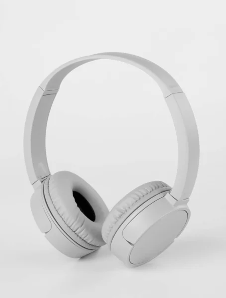 Wireless Gray Headphones Gray Background — Stock Photo, Image