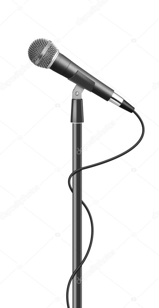 Microphone on stand isolated