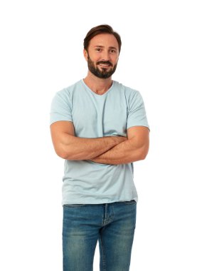 Beyaz arka planda genç yetişkin