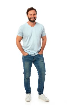 Beyaz arka planda genç yetişkin