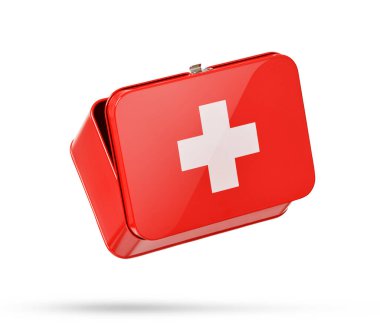 Beyaz arkaplanda ilk yardım çantası