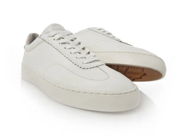 Zapatos Cuero Blanco Sobre Blanco — Foto de Stock