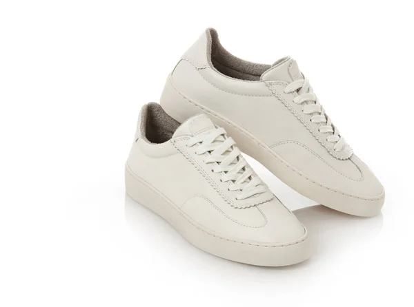 Sapatos Couro Branco Branco — Fotografia de Stock