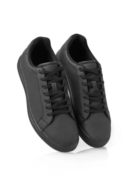 Leather Black Shoes White Background — Stock Photo, Image