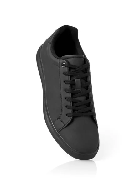 Leather Black Shoe White Background — Stock Photo, Image