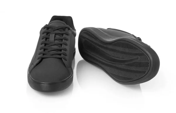 白い背景の革の黒い靴 — ストック写真