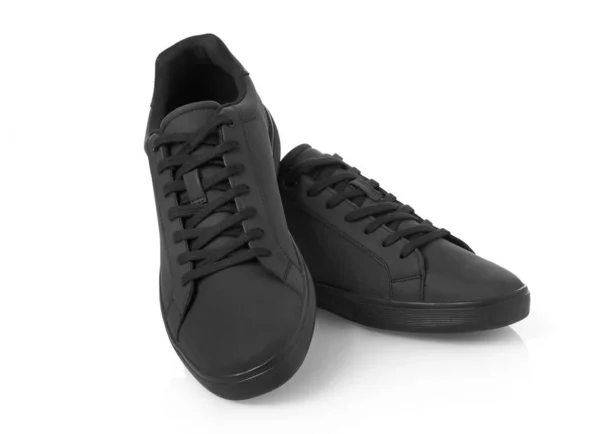 Chaussures Cuir Noir Sur Fond Blanc — Photo