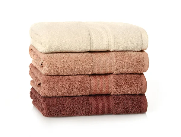 Gevouwen Stapel Handdoeken Witte Achtergrond — Stockfoto