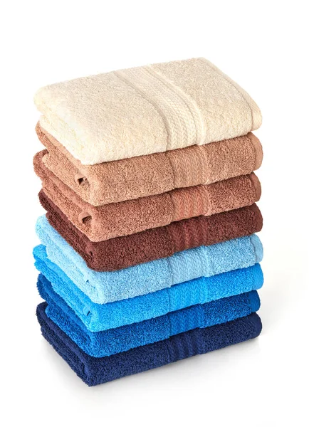 Folded Stack Towels White Background — Stock Photo, Image