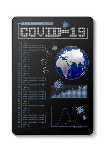 Covid-19 data on digital table, white background