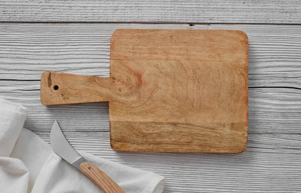 Wooden Cutting Board Wooden Table — Stock Photo, Image